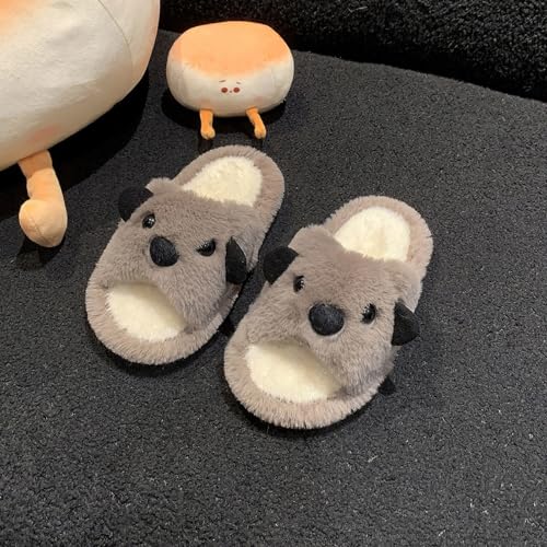 Kids Fuzzy Animal Slippers Cute Cartoon Plush Indoor House Shoes For Girls - image 3