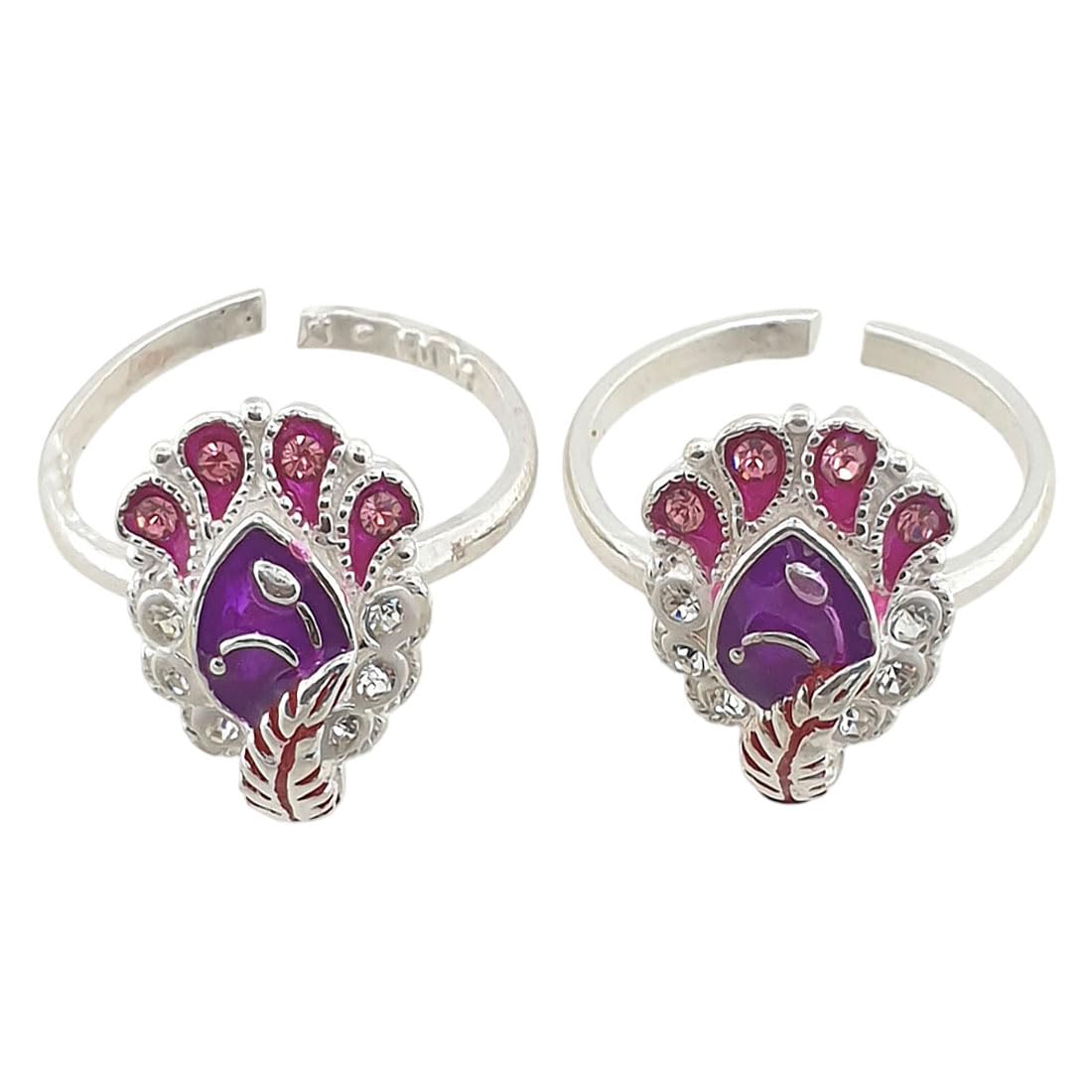 sahiba gems Pure Silver/Chandi Rich Look Antique Toe Rings/Chutki For Women ~ Pack in 2 Pieces-picture-19