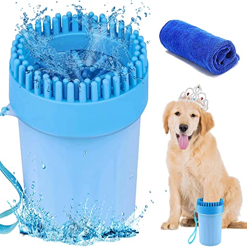 TTCOTOKE Nettoyeur Patte Chien, Toilettage Patte de Chien Avec Serviette, Portable Laveur De Patte De Chien, Brosse De Nettoyage Pieds Animal pour Chiens Chats Soins De Massage Griffes Sales Cover