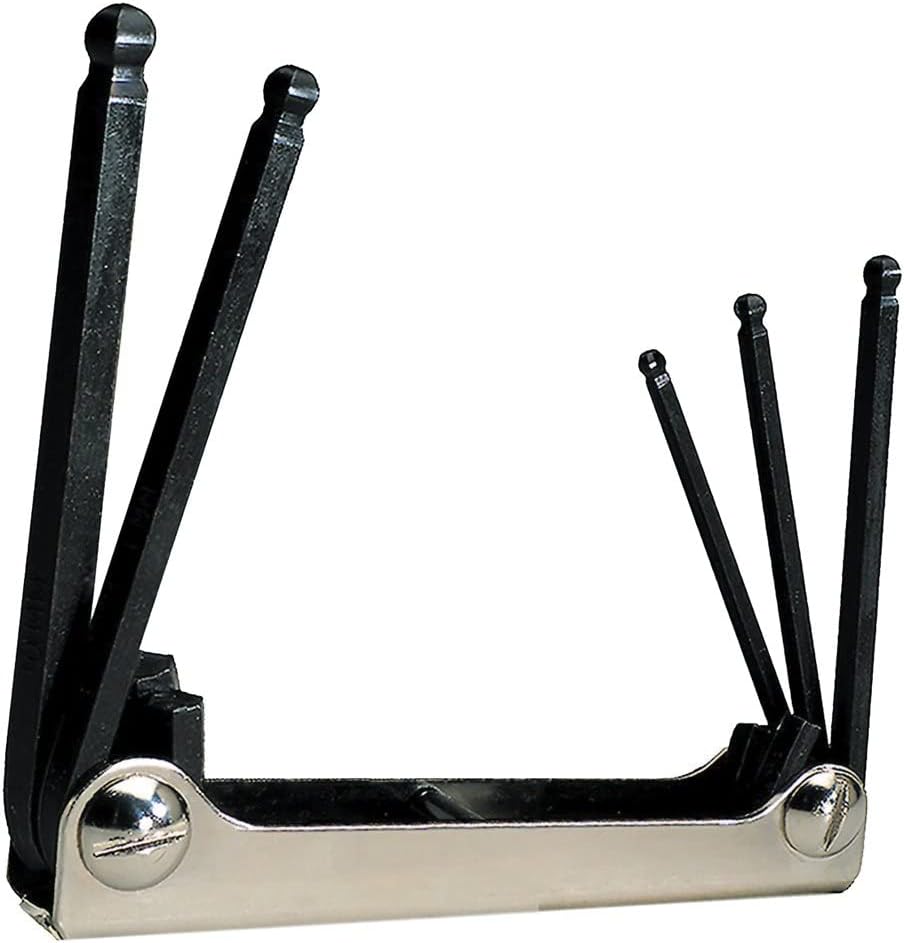 Eklind 20519 Classic Key Set, 5 Pieces, 3/16 to 3/8 in Hex, Fold-Up Handle, Alloy Steel, Black Oxide