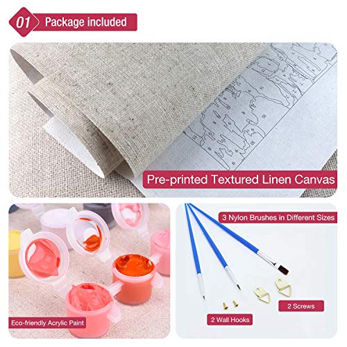 Toudorp Malen nach Zahlen Kits 40cm x 50cm Leinwand Ölgemälde DIY Acrylgemälde mit 3X Lupe, Acrylfarben und Pinseln… – Bild 3
