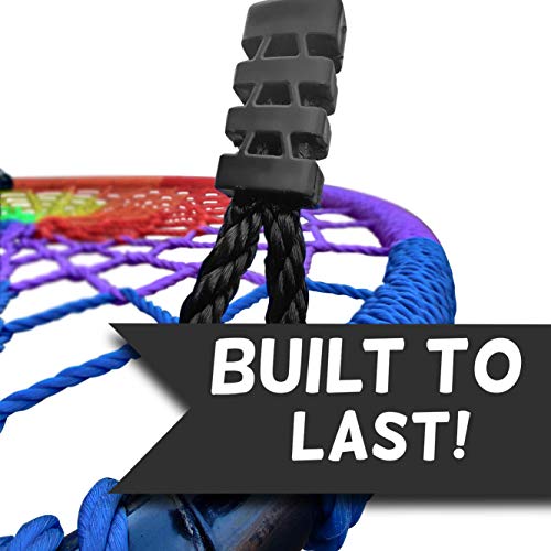 Royal Oak Giant 40" Spider Web Tree Swing, 600 Lb Weight Capacity, Durable Steel Frame, Waterproof, Adjustable Ropes, Flag Set And 2 Carabiners, Non-Stop Fun For Kids! (Rainbow) #TOP5