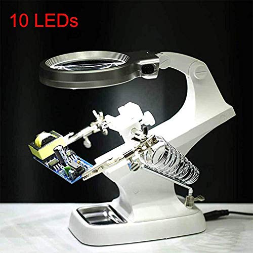 10 Led Light Lupa i lampa biurkowa 3X 4,5X Pomocna dłoń zacisk naprawczy Aligator pomocniczy stojak na biurko Okulary powiększające na biurko - kompatybilne z lutowaniem, montażem, naprawą, modelowan