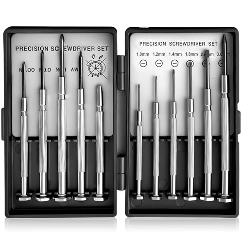 Lot de 11 tournevis pour montre, tournevis de précision, mini tournevis, kit de réparation de petites lunettes (avec 1 aimant puissant)