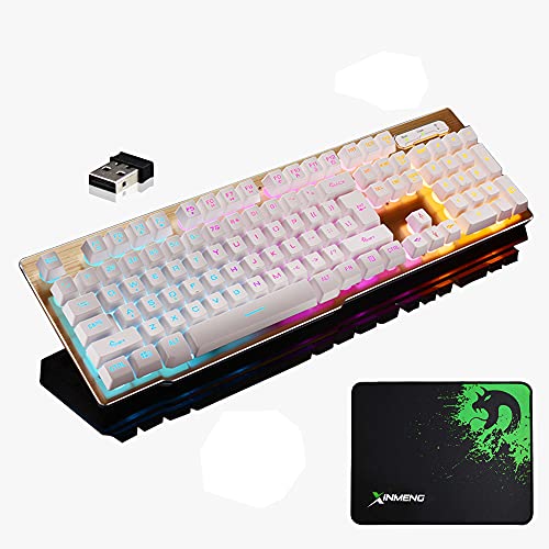 LexonElec Gaming Keyboard,Wireless 2.4G Technology,1000mAhLarge Capacity,Suspended Keycap Mechanical Feel Backlit Gaming Keyboard Mouse-Fast Charging,Anti-ghosting(White) LexonElec Gaming Keyboard,Wireless 2.4G Technology,1000mAhLarge Capacity,Suspended Keycap Mechanical Feel Backlit Gaming Keyboard Mouse-Fast Charging,Anti-ghosting(White)