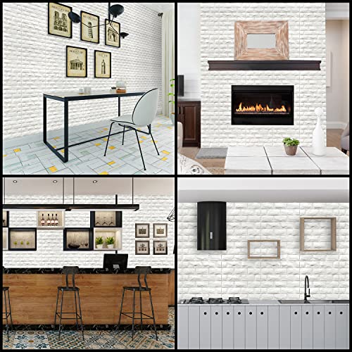 3D Wall Panels Peel And Stick 11Pcs White Foam Brick Wallpaper For Bedroom Faux Stone Wall Panel Self-Adhesive Wallpaper (11Pcs-10.65 Sq Ft, White) #TOP3