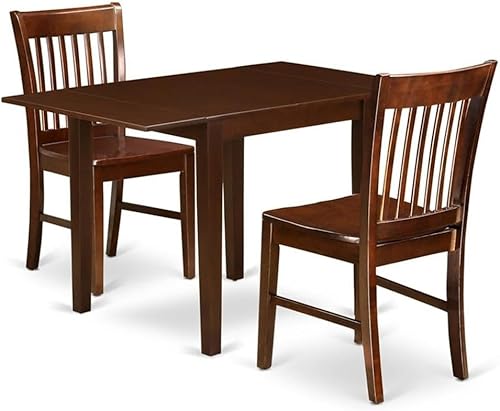 Miniatura 10 de East West Furniture NDNO5-MAH-W - Juego de mesa de comedor de 5 piezas, incluye una mesa de comedor rectangular con gotas y 4 sillas de asiento de