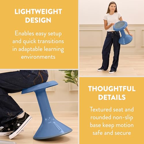 Image of Back2School Express Wobble Sensory Stool for Classroom - 18 inch Active Flexible Seating Chair for Kids, 220lb Capacity, GREENGUARD Gold Certified, Powder Blue