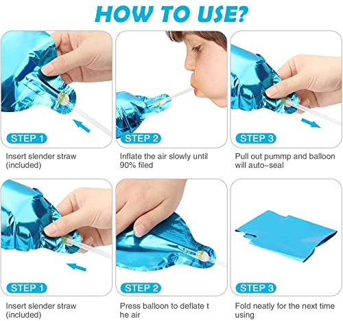 Image of Number Balloons 16 Inch Mylar Foil Number 0-9 Balloons Set for Party Decoration Custom Digital Balloons 10 Pieces Party Supplies (Blue)