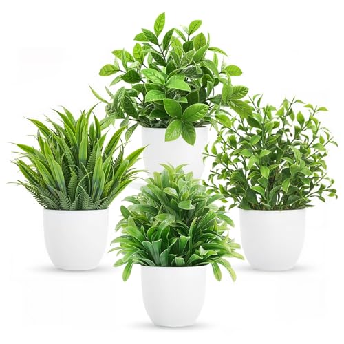 La mejor comparación de Plantas que Puedes Comprar On-line. 46 WOLADY 4 Piezas de Plantas Artificiales, Mini Plantas Verdes Artificiales, Plantas de Vegetación Falsas para Decoración de Escritorio, Fake Plants para Habitación, Oficina y...