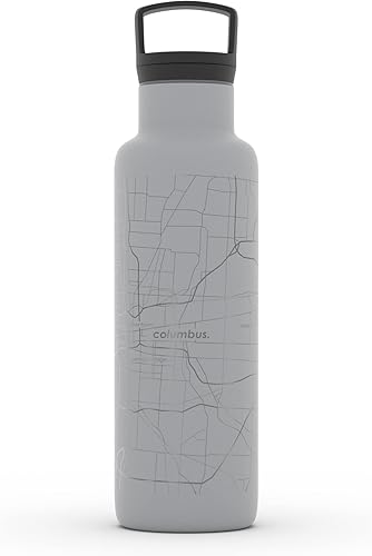 Miniatura 209 de Well Told Botella de agua aislada con mapa de Washington DC grabado, botella de acero inoxidable grabada (21 onzas, blanco) botella aislada de mapa