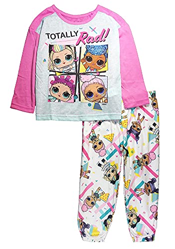 L.O.L. Surprise! Little Girls' Two-Pice Long Sleeve Pajama Pant Set (Totally Rad, 6)