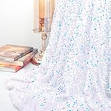 Partisout Iridescent White Fabric by The Yard Velvet Fabrics Sequin Material for Sewing Clothes Wedding Dress Evening Gown Skirt DIY Linen Paint Shimmer Paint Velvet Mermaid Materials
