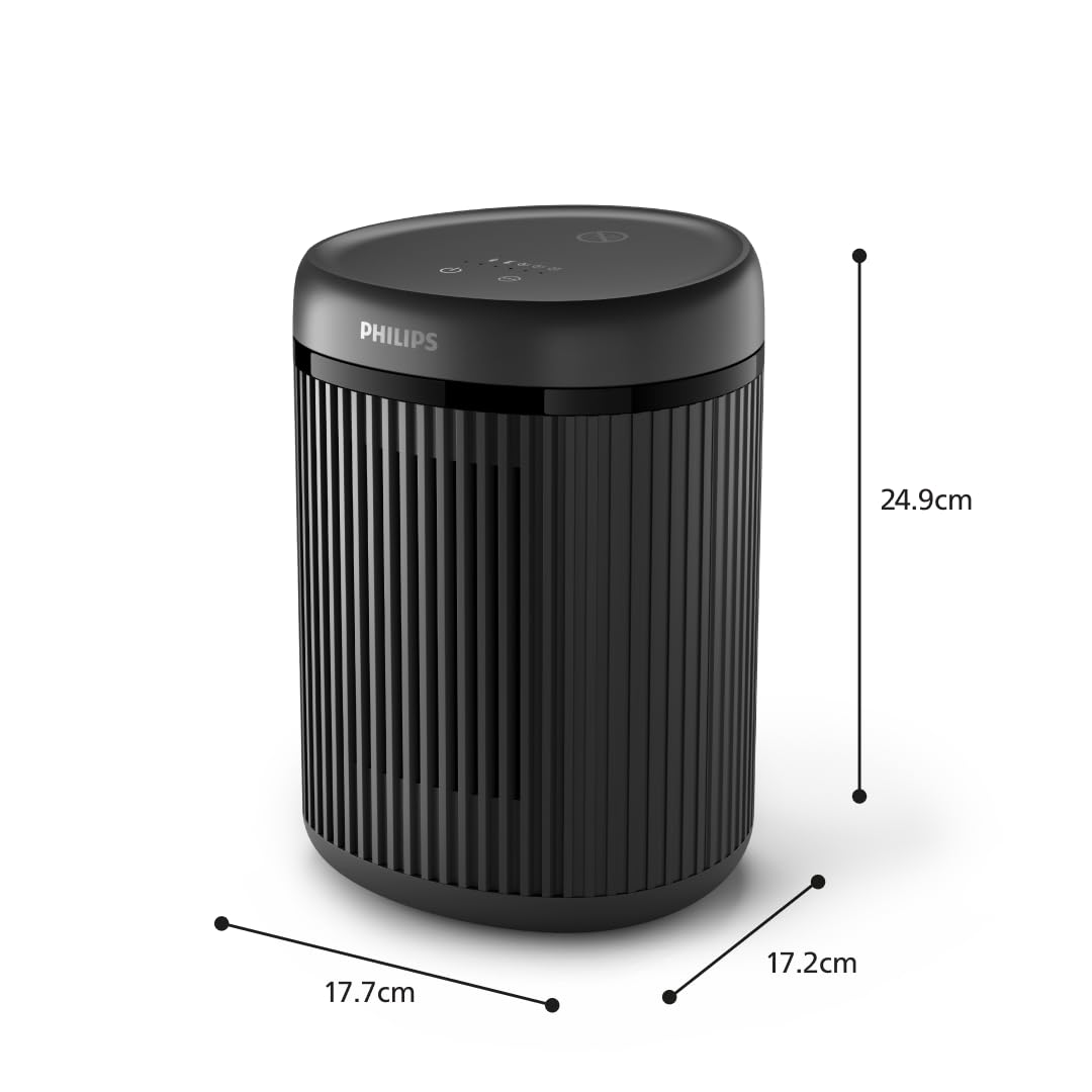 Philips Serie 2000 Termoventilatore ad alta efficienza energetica 1500W, fino al 25% di risparmio energetico, silenzioso 24 db(A), 5 modalità, 5 funzioni di sicurezza, grigio scuro (CX2120/01)