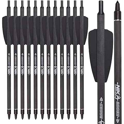 ELONG OUTDOOR 7.5" inch R9 Crossbow Bolts Carbon Arrows 2" Black Vanes with 100grain Tips for Hunting Shooting Targeting Cover