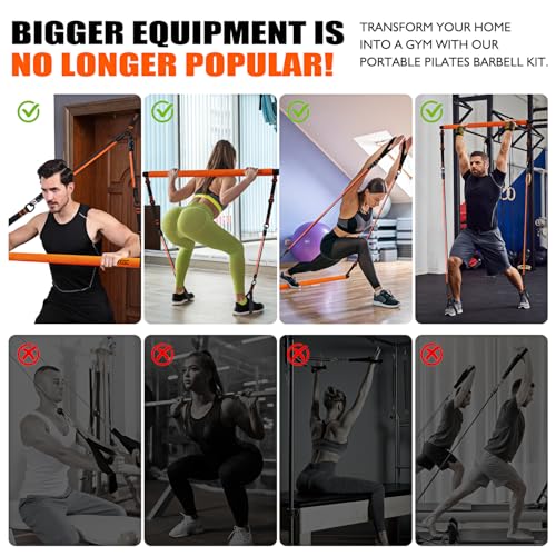 Kutize STRENGTH TRAINING EQUIPMENT Pilates Bar Kit With Resistance Bands, Pilates Equipment, Multifunctional Pilates Bar For Women & Men, Pilates Bar Kit For For Hip, Back, Arm, Full-Body Workouts, Home Gym Strength Training Equipment thumb #3