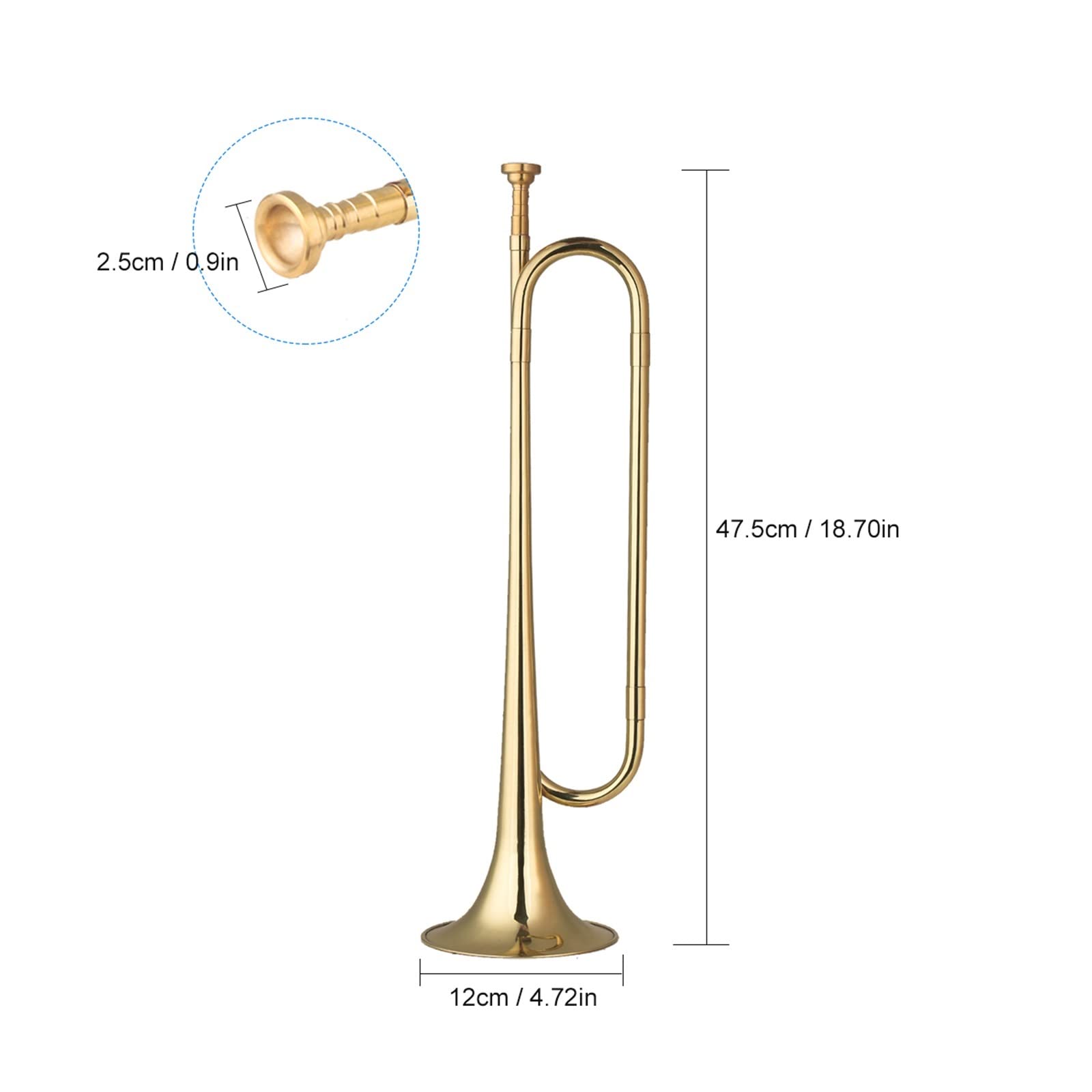 VSOLS C Bugle Messing Trompete mit Mundstück for Anfängerschule Band Orchestra (18,7 Zoll) (Color : Trumpet)