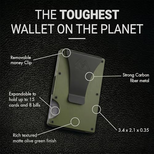 Image of Mountain Voyage Co Minimalist Wallet for Men & Women - Slim RFID Wallet, Scratch Resistant, Credit Card Holder & Money Clip, Easily Removable Money & Cards, (Army Green)