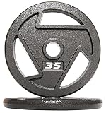Fitvids Olympic 2-Inch Cast Iron Plate Weight Plate for Strength Training and Weightlifting, 35-Pound, Pair