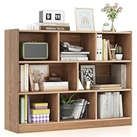 GYMAX 8 Cube Kids Bookcase, 3-Tier Children Storage Shelf Unit, Wooden Toddler Bookshelf Toy Storage Organizer for Kids Room, Playroom and Nursery (Brown)