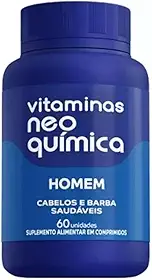 Suplemento Alimentar Homem Cabelos e Barba Saudáveis Vitaminas Neo Química 60 comprimidos