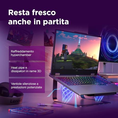 LOQ 15" Notebook Gaming, NVIDIA GeForce RTX 5070 8GB GDDR7, Intel Core i7-13650HX, RAM 32GB, 1TB SSD, Schermo 15.6" FHD (1920x1080) 144Hz, Windows 11 Home, Tastiera Retroilluminata - Luna Grey - Notebook - Immagine 6