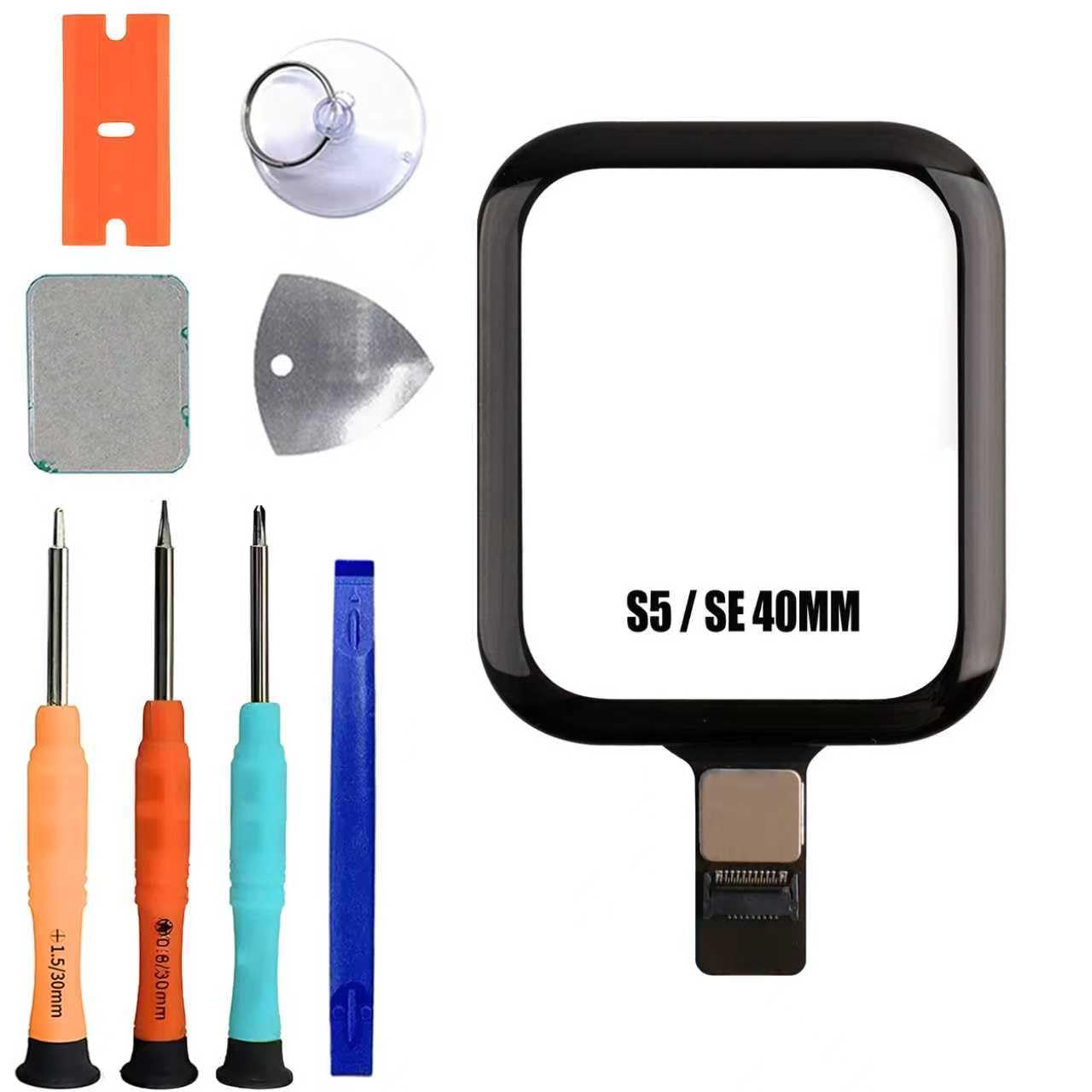 Pour Apple Watch Series 5 & SE 40 mm [avec fonction tactile] Kit de réparation d'écran en verre avant [avec colle OCA] [pas d'écran LCD] avec jeu d'outils