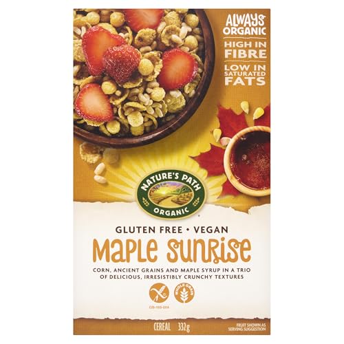 Nature's Path Organic Gluten Free Cereal, Maple Sunrise, High Fibre, Vegan Breakfast Cereal, 332 g (Pack of 4)
