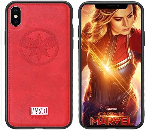 Marvel Avengers Leather Case Designed for iPhone Xs/X, Captain Marvel Protective Phone Case