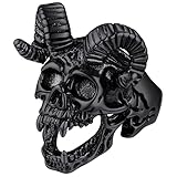 FaithHeart Rapper Biker Rings for Male Size 9 Stainless Steel Satan Church Jewelry Baphomet Goat Head Pinky Finger Charms