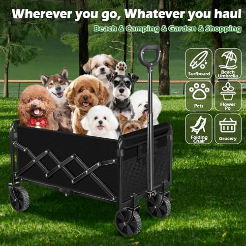 image for FFQ Collapsible Wagons Carts Foldable Wagon, Foldable Wagon Cart with 