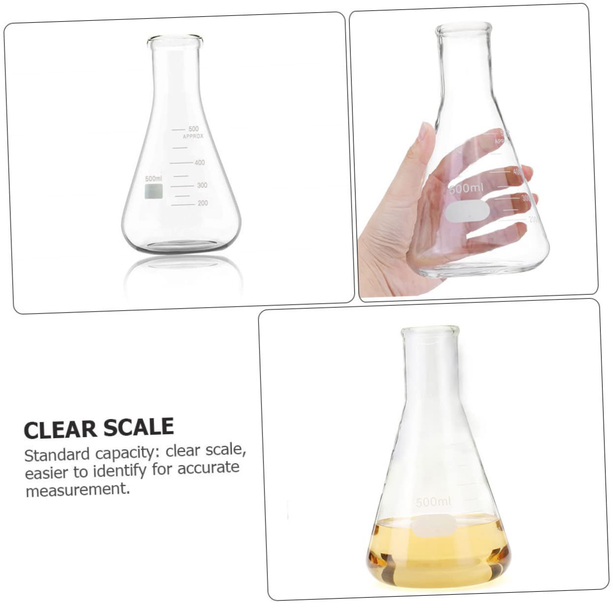 5piezas Frascos Cónicos De Borosilicato De Erlenmeyer Para Experimentos Científicos Capacidad De Accesorios De