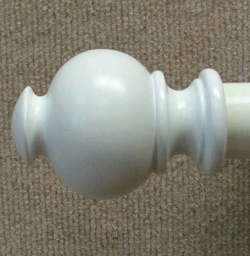 Button Wood Finial in White finish for a 1-3/8
