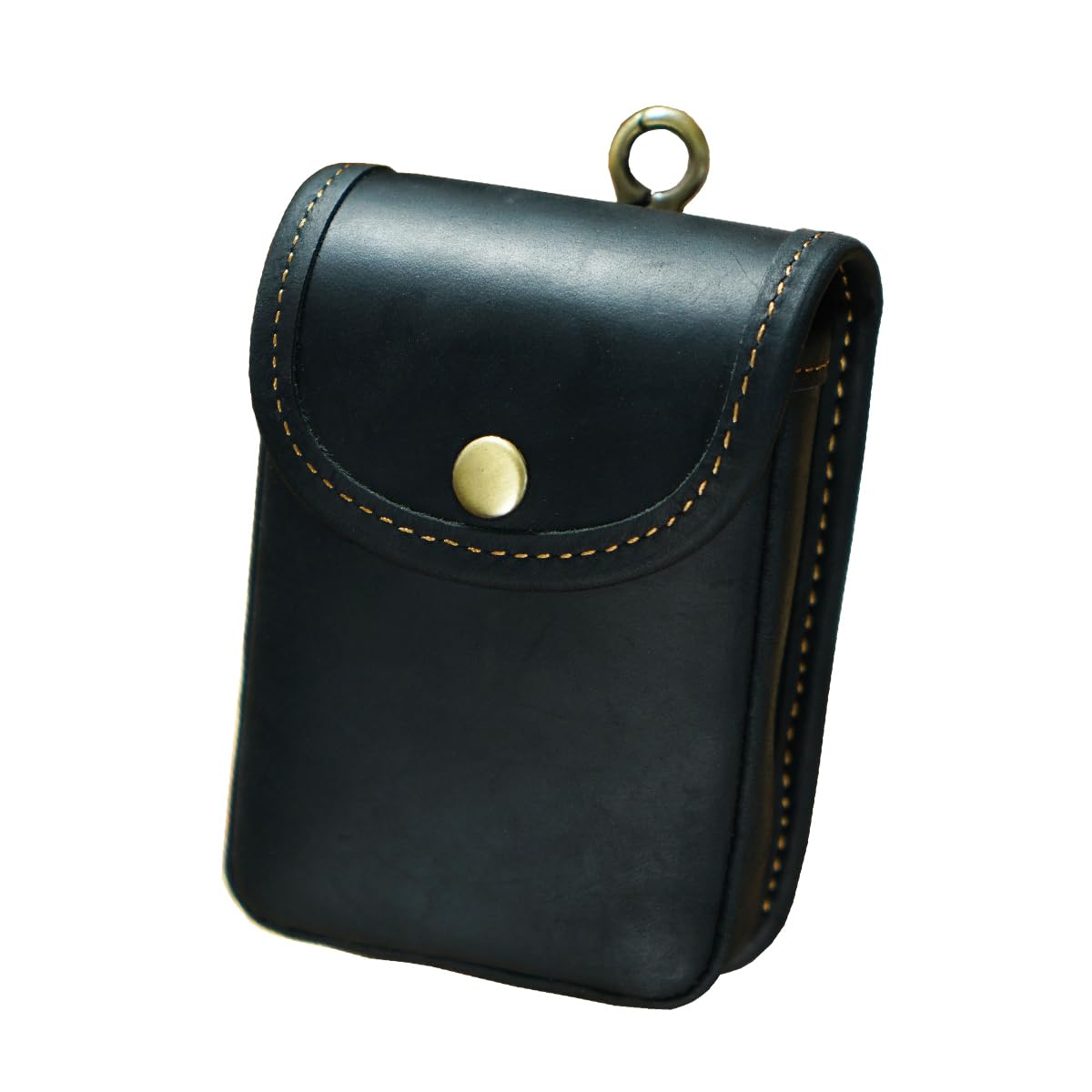 Leather Double Deck Playing Card Case Fits Poker and Bridge Size Cards, Durable Leather EDC Waist Bag for Mens