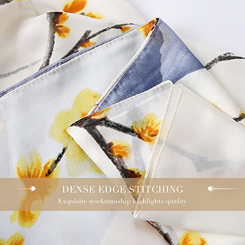 Women's Silk Scarves Floral Printed Flower Long Shawl Soft Wrap Sunscreen Cape Sweet And Elegant Style All Season4