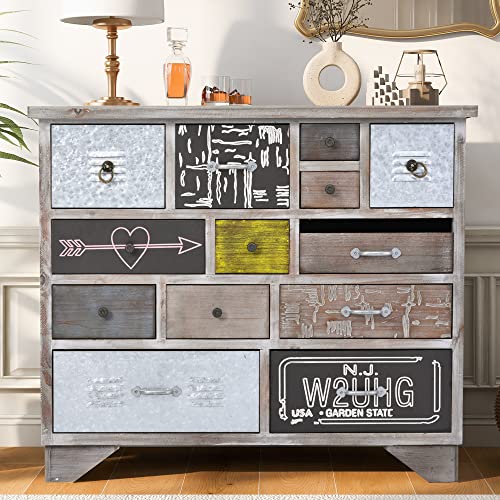 Amposei Rustic Wooden Drawer Dresser 35.4-Inch Chest Of Drawers Accent Cabinet For Living Room Entryway Bedroom (Brown Gray) #TOP2
