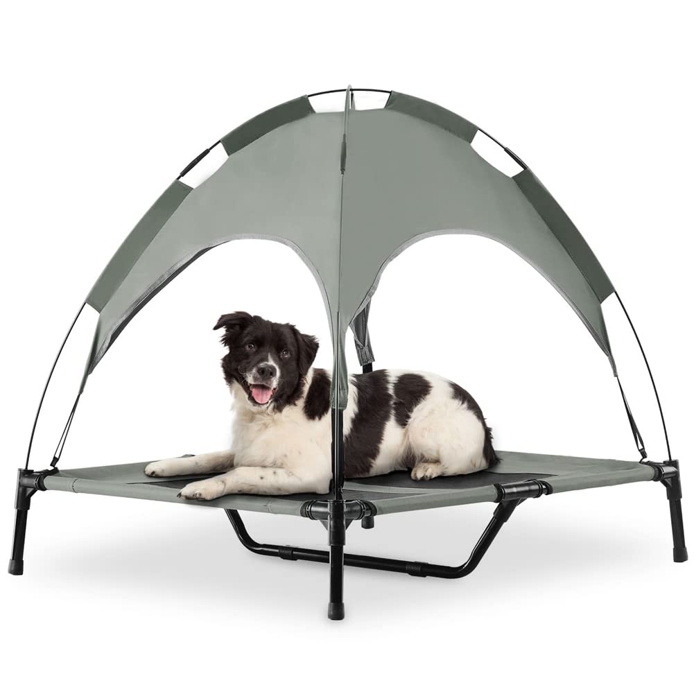 outdoor dog bed with shade canopy