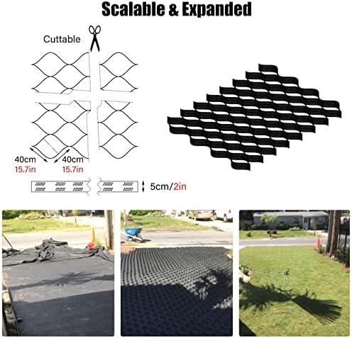 Honeycomb Gravel Pavers - 2" Thick Driveway & Camper Pad Geo-Grid, Durable Ground Reinforcement for Plastic Shed Foundation & Steep Incline Stability