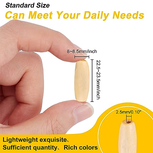 OLYCRAFT 100Pcs Large Wooden Loose Spacer Beads Macrame Beads Natural Wooden Tube Beads with 2.5 mm Large Hole for Bracelet Pendants Crafts DIY Jewelry Making(4 Colors) - Image 2