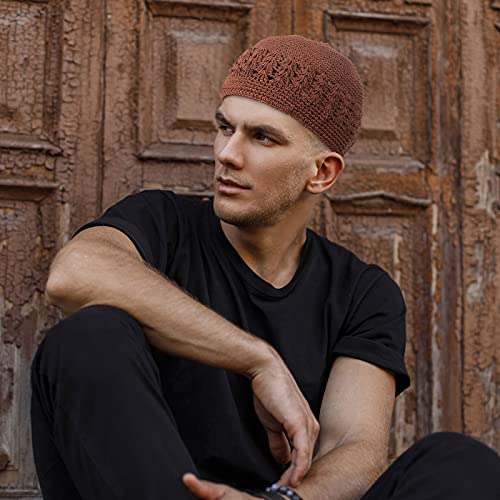 Image of Boyiee Kufi Hat for Men Muslim Knit Kufi Cap Crochet Beanie Skull Beanie African Hat for Men Women