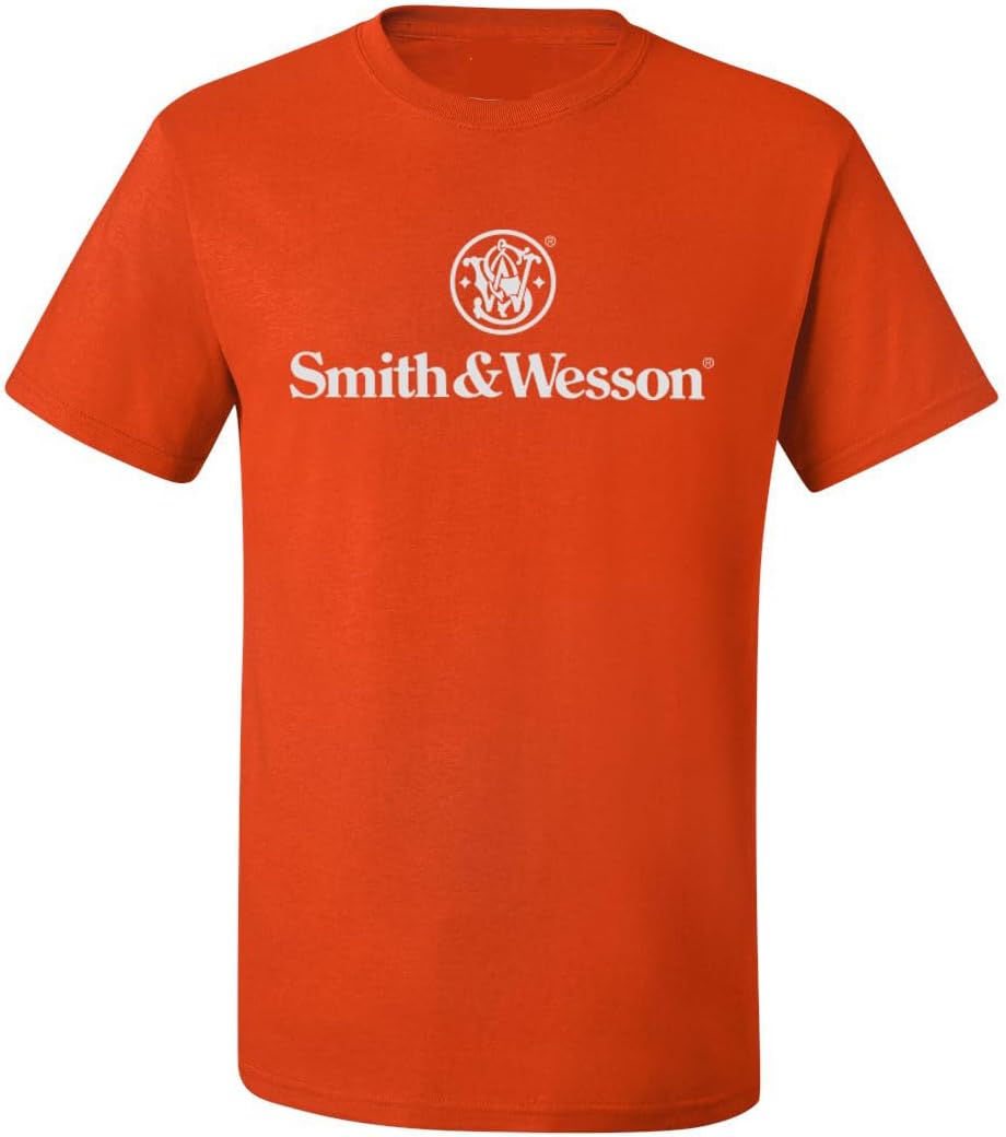 Smith & Wesson Officially Licensed Men's Short Sleeve Crew Neck T-Shirt, S&W Classic Stacked Logo Graphic Tee