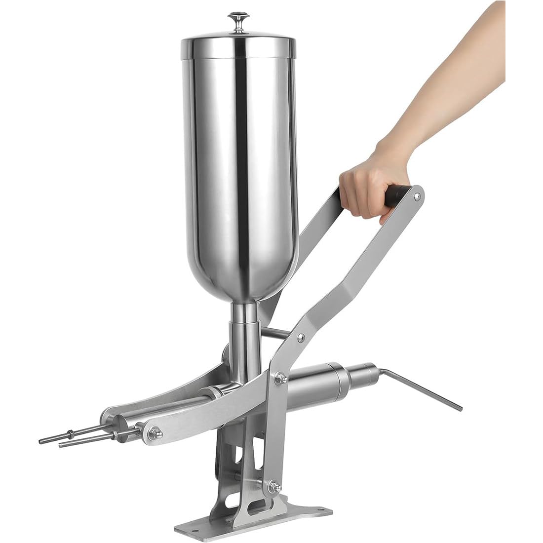 Máquina de llenado manual de mermelada, relleno de donas de acero inoxidable de 5.28 cuartos de galón, tratamiento de espejo de cepillado de 120.0 °C, 4 boquillas antigoteo para relleno de crema y