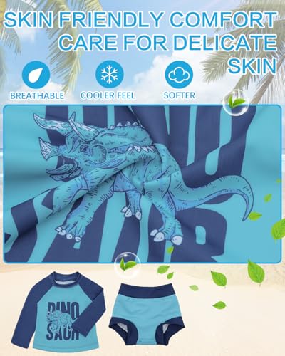 Image of ALVA 2 Pcs Long Sleeve Rash Guard Swim Diaper Sets, Baby Toddler Swimsuit UPF 50+ Sun Protection for Boy and Girl