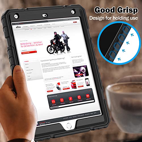 Image of ZoneFoker Case for iPad 9th /8th /7th Generation 2021 /2020 /2019(10.2 inch), Heavy Duty Military Grade Shockproof Rugged Protective 10.2 inch Cover with Built-in Stand for iPad 9 8 7 Gen (Black)