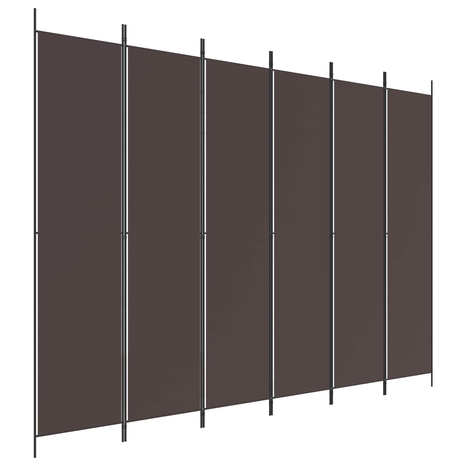 Parawan Przegroda 6 Paneli Tkanina brązowa 300x220 cm