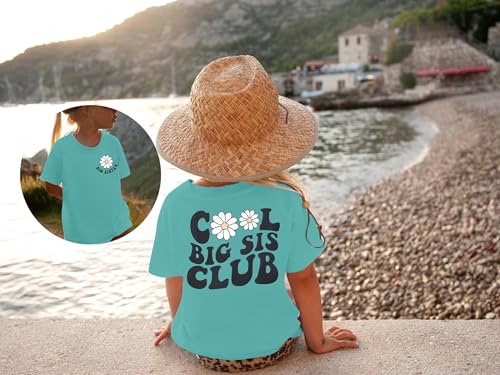 Image of LOTUCY Big Sister Shirt for Toddler Girls Cool Big Sis Club Tshirt Promoted to Big Sister Announcement Outfits