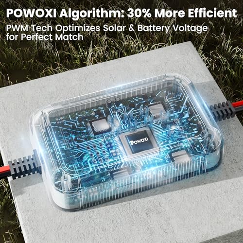 Image of POWOXI-Upgraded-20W-Solar-Battery-Charger-Maintainer, External Smart 3-Stages PWM Charge Controller, 12V Solar Panel Trickle Charging Kit for Car, Motorcycle, Marine, RV, etc
