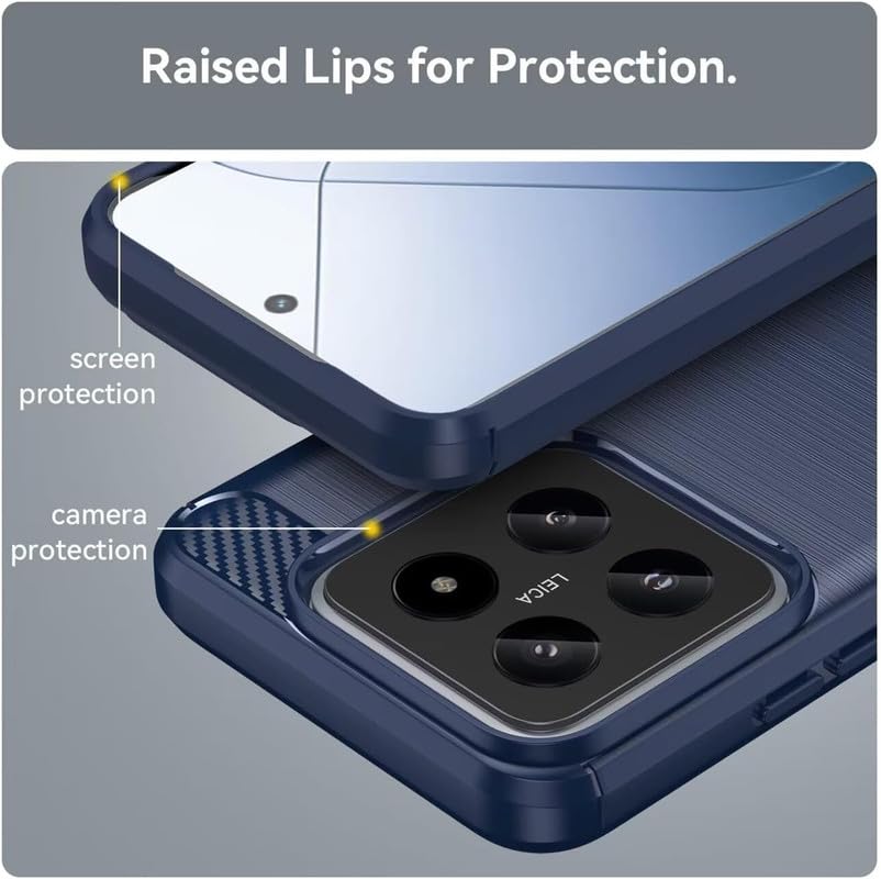 Image of NPRC Hybrid Ultra Slim Protective Case TPU Non-Slip Carbon Fiber Texture Shockproof Case Cover for Redmi 14 5g - Blue