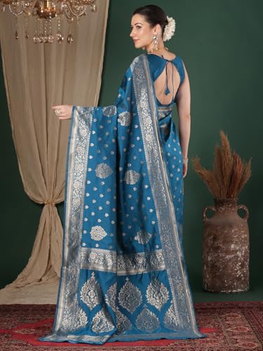 Image of AKHILAM Women's Georgette Embellished Designer Saree With Unstitched Blouse Piece