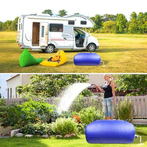 Image of Heavy-Duty Water Storage Bladder - 264.2Gal /1000L with Stainless Steel Fittings, Leak-Proof & Durable Cistern - Portable Tank for Emergency, Farming, Camping, and RV Use